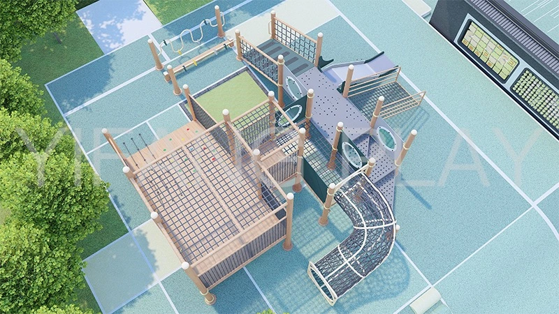 Outdoor Climbing Structure With Slide For Fitness